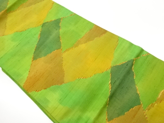 JAPANESE KIMONO / TSUMUGI VARIATION DIAMOND PATTERN WOVEN NAGOYA OBI